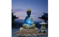 Weather Resistant Solar Buddha Statue Light Hand-Carved Look Outdoor Decoration for Yard, Patio, Balcony