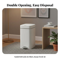 Foot Pedal Waste Bin Gentle-Close Lid Lidded Push-Top Bin Double-Opening Trash Can Hands-Contactless Function Slim Rectangular