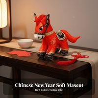 Year of the Horse Symbol Festive Design Chinese Astrological Horse Stuffed Red Horse Stuffed Toy Soft Material for Friends