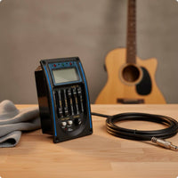 LCD Display Onboard Guitar Equalizer with Tuner Pre-Wired 5-Band Equalizer Pickup System Two Output Connector Onboard Guitar Preamp Tuner Low Battery Indicator for Guitarists, Musicians, Live Performance, Studio Recording