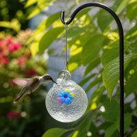 Hanging Hummingbird Feeder with Colorful Glass Wind Chime for Outdoor Garden