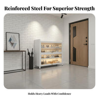 Steel Footwear Storage Unit Dust-Resistant Multi-Tier Shoe Rack with Doors Dust Resistant Design Freestanding Entryway Cabinet for Families, Foyer