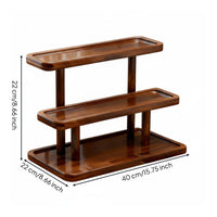 Sturdy Wood Construction Teacup Display Rack Elegant Chinese Design Tea Shelf Accessible Design Multi-Tier Tea Set Stand Easy Assembly for Collectors, Living Room, Office