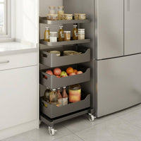 Rolling Storage Cart Sturdy Steel Frame Fruit and Vegetable Storage Rack Heavy Duty Multi-Tier Vegetable Rack for Pantry, Office