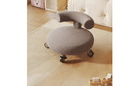 Boucle Stool with Wheels Upholstered Rolling Stool Mobile Ottoman for Kids, Bedroom
