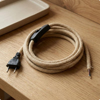 Europlug Power Cord Woven Braided Lamp Cord Electrical Accessory Rustic