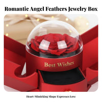 Celestial Feather Flower Jewelry Box Elegant Packaging Preserved Flower Gift Box Everlasting Flower Necklace Case