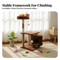 Year-Round Use Multi-Level Feline Tree Space-Saving Multi-Level Scratching Structure Compact Pet Supply Includes Play Toys for Felines, Kitten Owners, Kittens, Climbing, Indoors, Apartment, Living Room