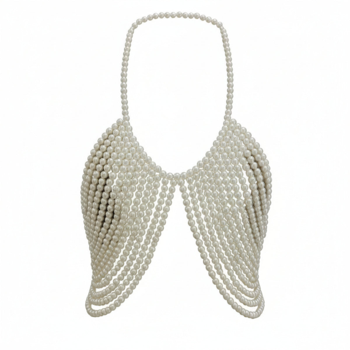 Layered Pearl Body Chain Fringe Pearl Shoulder Chain Lightweight Shoulder Harness Trendy for Photoshoots