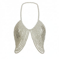 Layered Pearl Body Chain Fringe Pearl Shoulder Chain Lightweight Shoulder Harness Trendy for Photoshoots