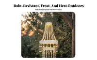 Waterproof Beaded Tassel Pendant Light Automatic Dusk to Dawn Chandelier Style Solar Light Frost-Proof Solar Chandelier Weather Resistant