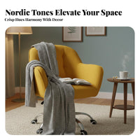 Height Adjustable Upholstered Rolling Chair Minimalist Design Office Furniture Ergonomic spine supportrest Padded Seat for Home Workers, Students, Adults, Study Room, Bedroom