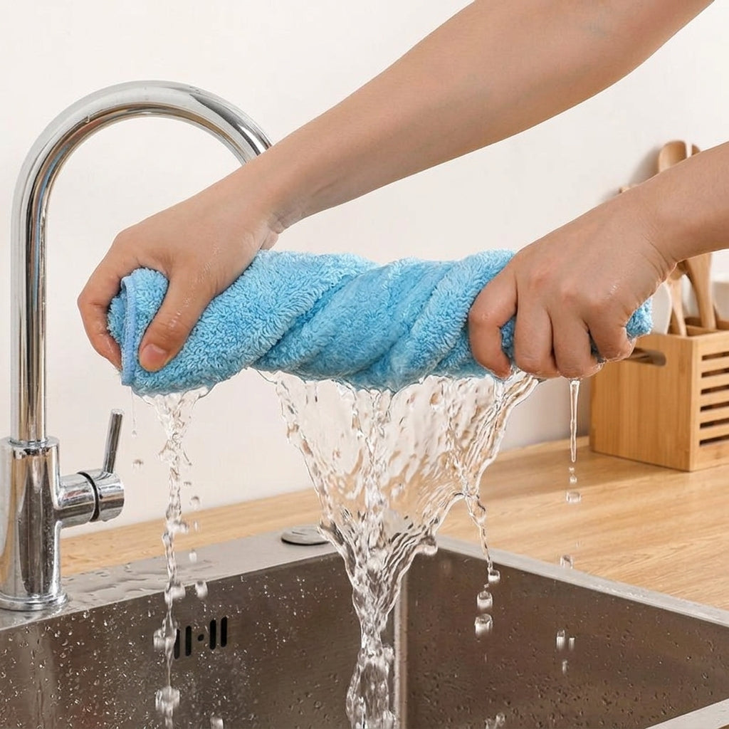 Dual Sided Microfibre Cloth and Large Microfibre Cloth 30x70cm, High Absorbency Dish Cloths for Kitchen, Oil-Resistant Low-Shed Cleaning Tool