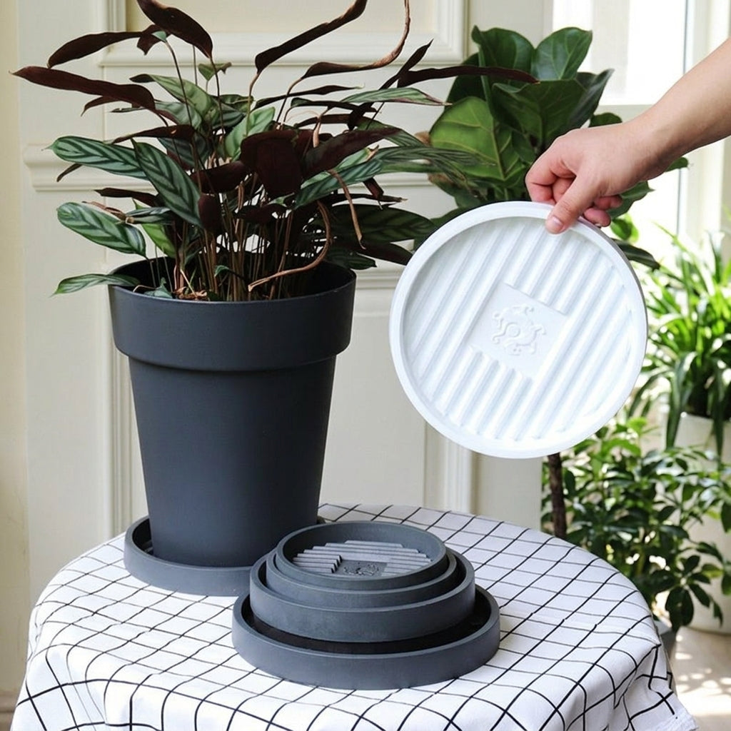 Plant Saucers and Round Tray with Ribbed Drainage, Simple Style Drip Tray for Outdoor Plants, Garden Horticulture Indoor Plant Pot Saucer Trays