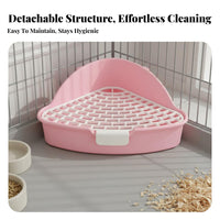 Hare Waste Tray with Grate Water-Resistant Guinea Pig Corner Litter Pan Detachable Design Guinea Pig Toilet for Bunnies