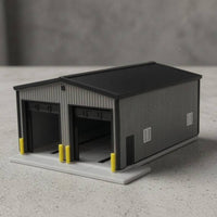 Flat Roof 1:64 Scale Garage Model Vehicle Openings Corrugated Garage Model for Scene Building