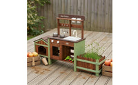 Wooden Outdoor-Pretend Kitchen Storage Space Pretend Cooking Playset Round Knobs Infant Toy