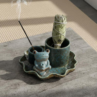 Frog Candle and Aromatic Stick Holder Stand Multi-Functional Frog Aromatic Stick