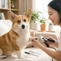 Nail Clippers with a Built-in Nail File for Dog Grooming, Professional Dog Nail Scissors with a Guard Avoid Over Cutting, Non Slip Handle Set