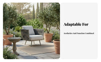 Woven Rope Armchair Weather-Resistant Woven Rope Seating Set Includes Seat Pads Outdoor Furniture for Residents, Adults, Courtyard, Balcony, Deck