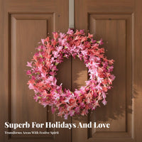 Valentine's Day Wreath Romantic Design Artificial Floral Wreath Handcrafted Aesthetic Wall Hanging for Homeowners, Gift Benefactors, Hotel, Restaurant