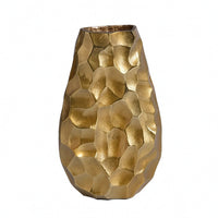 Hammered Metal Vase Faceted Flower Vase with Hammered Texture Textured for Tabletop, Living Room, Office Reception