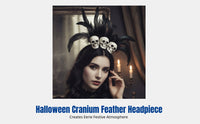 Dark Elegant Feather Skull Headband, Halloween Cosplay, Victorian Performance Hair Clip