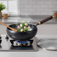 Hand-Forged Wok with Hammered Texture, Non-Stick Iron Pot for Home Cooking