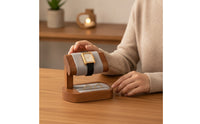 Watch Stand with Lumber-Grain baseGrain Watch Display Stand Padded Wristwatch Display Holder for Retailers, Showcase, Countertop, Dresser