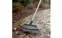 Long Handle Fan Rake Yellow Accents Metal Tine Rake Black Yard Tool Wide Head