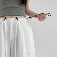 Trousers for Women High Waist Cargo Joggers with Drawstring, Ladies Wide Leg Polyester for Streetwear, Sweatpants