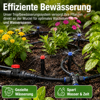 Drip Irrigation System, Automatic Garden Irrigation 15+60m Hose, Plant Waterer for Greenhouse, Easy Installation