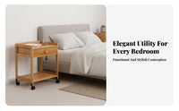 Modern Design Rolling Nightstand with Drawers On Wheels Bedside Cabinet Easy to Assemble Side Table Multi-Purpose for Apartment Dwellers, Homeowners, Students, Bedroom, Small Areas, Office