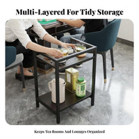 Built-in drink holder two-partlevel Mahjong holder Multi-Functional Storage Side Table Space-Saving Game Room Organizer for Teahouse Owners, Card participants