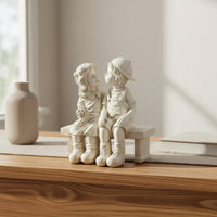 Resin Craft Kissing Kids Statue Weatherproof Initial Kiss Sculpture Weather Resistant for Couples, Patio, Desktop, Bookshelf