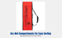 Universal Ski Bag with Wheels, Wet/Dry Separation, Dual Shoulder Straps, Compartment Design, Airline Approved, Large Capacity,