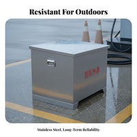 Heavy-Duty Fire Fighting Sandbox Rust-Proof Outdoor Emergency Storage Box Resistant Stainless Steel Utility Chest on Wheels Reinforced Structure for Construction Site Managers, Gas Stations, Underground Garages, Warehouses, Public Areas