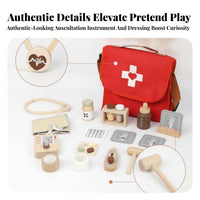 Printed Details   Pretend Doctor-Themed Play Collection Wooden Tones Doctor Play Set for Imitation Care Activities