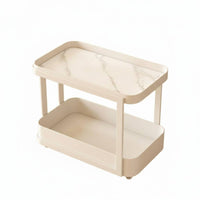 Movable with casters 2-Tier Rolling Stand Mobile 2-Tier Oval Trolley Luxury Design Wheeled Side Table Multi-Functional for Apartment Dwellers, Homeowners, Party Hosts, Living Room, Bedroom, Office, Kitchen