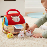 7 Pieces Infant Sensory Barn Promotes Motor Skills Stuffed Animal Farmhouse Toy Crinkle & Squeak Sounds Soft Farm Animal Set for Infants, Christmas