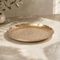 Tray with Hammered Surface Low-Profile Oval Serving Tray Lightweight for Home Decor