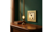 1gang Wall Socket Embossed 15a Socket Panel Hardware Gold-Toned Decorative for Interior Designers, Living Room, Bedroom
