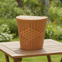 Handwoven Backpack Basket with Lid Wicker-Style Imitation Rattan Backpack Multifunctional Woven Picking Basket Spacious for Harvesting