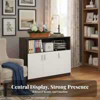Low File Cabinet with Doors Office Storage Sideboard Wooden Printer Stand Office Partition Cabinet Sturdy Engineered Wood Construction Suitable for Office Workspace Study Bedroom