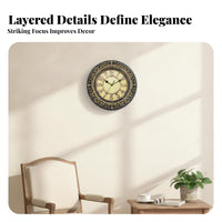 European-Style Vintage Wall Clock Ornate Round Wall Clock Openwork Frame Home Decor Cream-Colored Dial