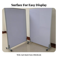 3-Panel Wheeled Divider Magnetic Surface 3-Panel Folding Writing Board Foldable Design Mobile Whiteboard for Presenters, Classroom, Open-Plan Spaces