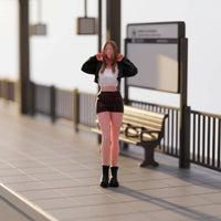 Detailed Carving 1/64 Scale Female Figurine Clothing Folds Miniature Scene Figure Body Contours for Model Display