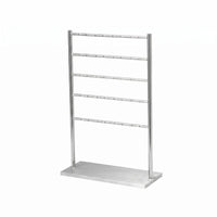 Horizontal Rods Metal Jewelry Stand Silver Finish Earring Holder Freestanding Tabletop Jewelry Rack Slim Design