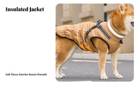 Windproof Dog Coat with Harness Adjustable Fit Dog Harness Winter Coat Elastic Abdomen Design for Cold Weather, Night Walks, Rainy Days