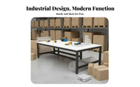 High Load Capacity Double Layer Workbench Stable Frame Heavy Duty Packing Table Industrial Work Table with Shelf for Factory Workers, Woodworkers, Professionals, Warehouse, Repair Shop, Basement